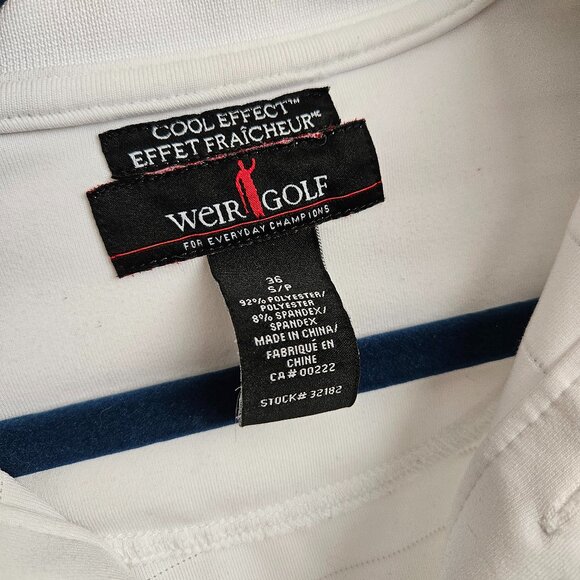 White Striped Men's WeirGolf Short Sleeve Polo with buttons size‎ S - Picture 2 of 9